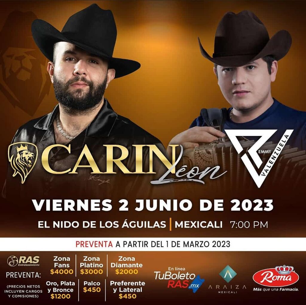 Carin León en Mexicali 2023 Tijuana Eventos, Conciertos