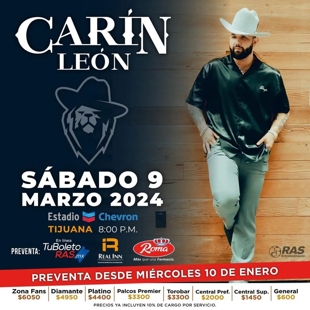 Carín León en Tijuana 2024 Tijuana Eventos, Conciertos