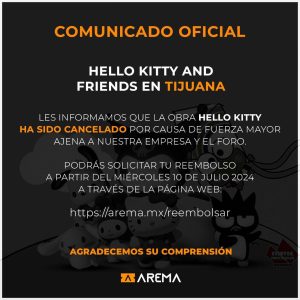 Comunicado Hello Kitty and Friends Tijuana 2024