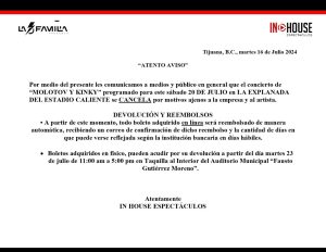 Comunicado Molotov y Kinky Tijuana 2024