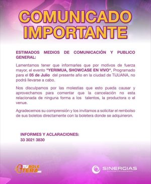 Comunicado Yeri Mua Tijuana 2024