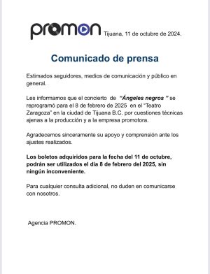 Los Ángeles Negros en Tijuana Comunicado