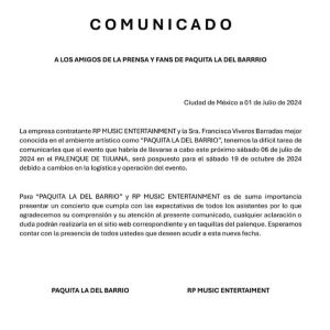 Paquita la del Barrio Comunicado