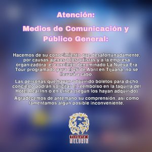Nueva Era Tour en Tijuana Comunicado