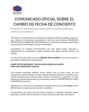Comunicado Cambio de Fechas Tj25