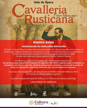 Ópera Cavalleria Rusticana Comunicado