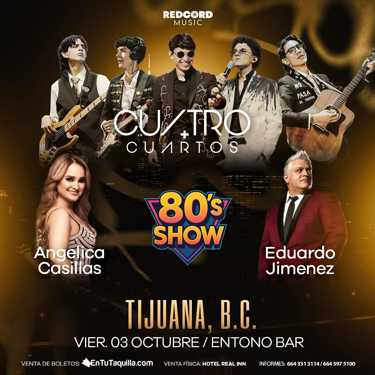 80´s Show en Tijuana 2025: Concierto en Entono Bar con Cuatro Cuartos