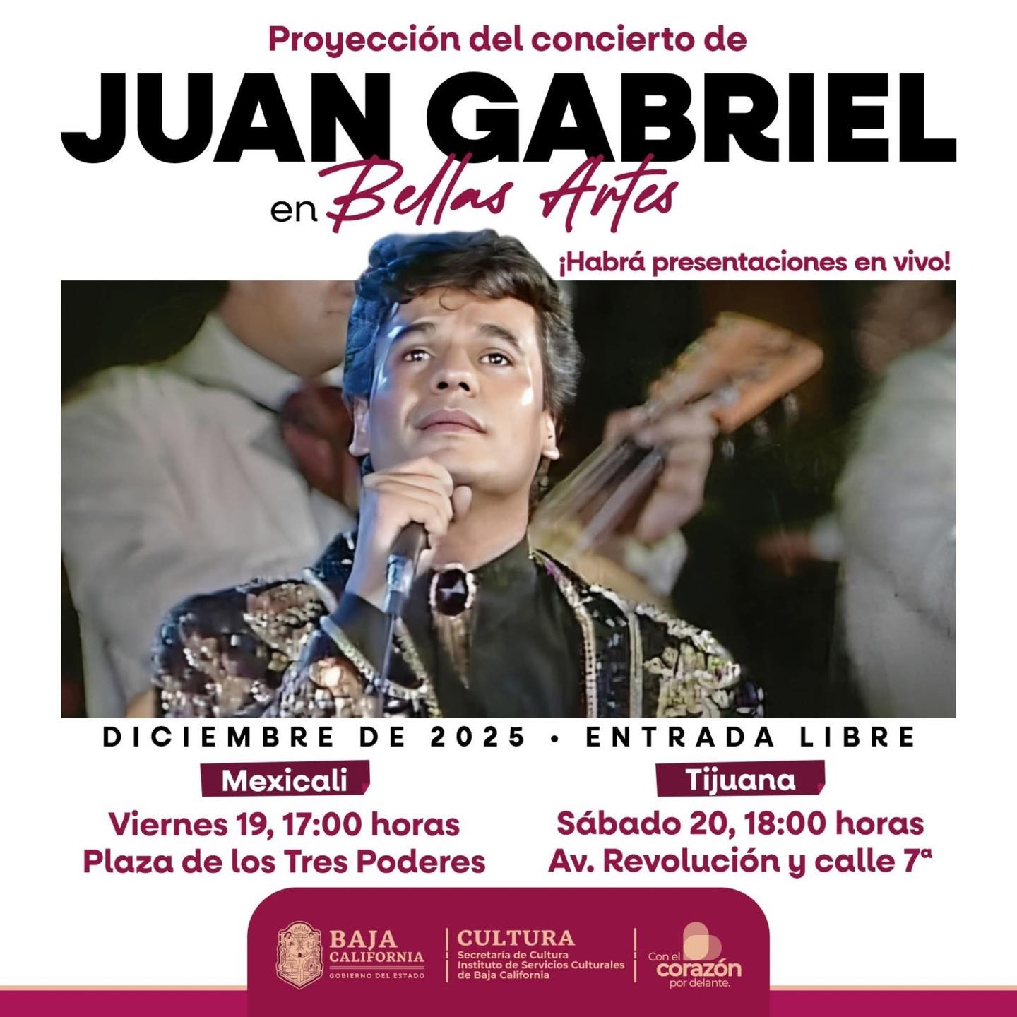 Proyección Juan Gabriel en Bellas Artes 2025