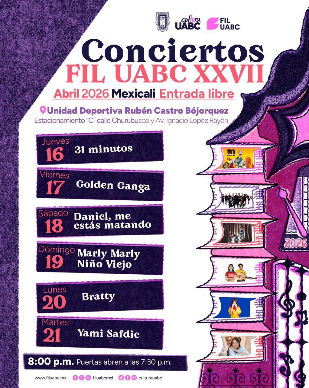 Conciertos FIL UABC XXVII en Mexicali 2026