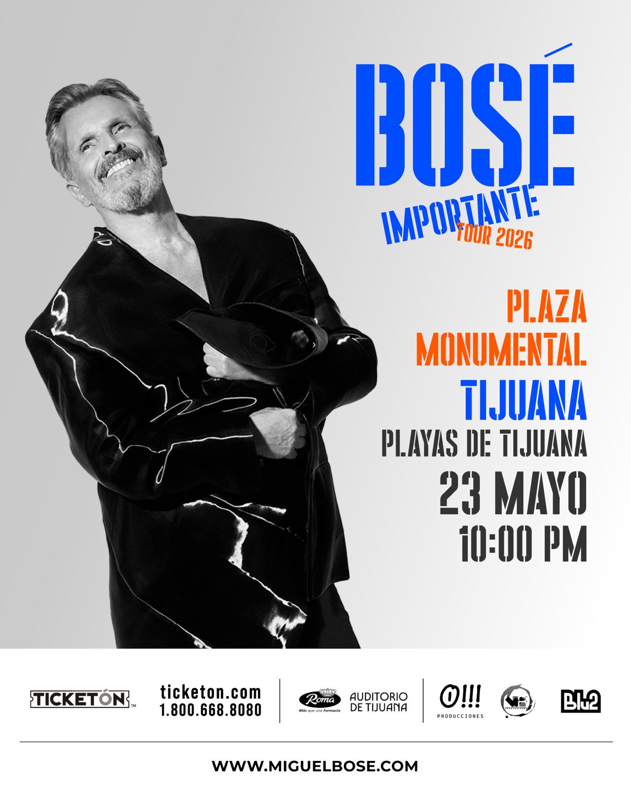 Miguel Bose en Tijuana 2026 - Plaza Monumental - Importante tour